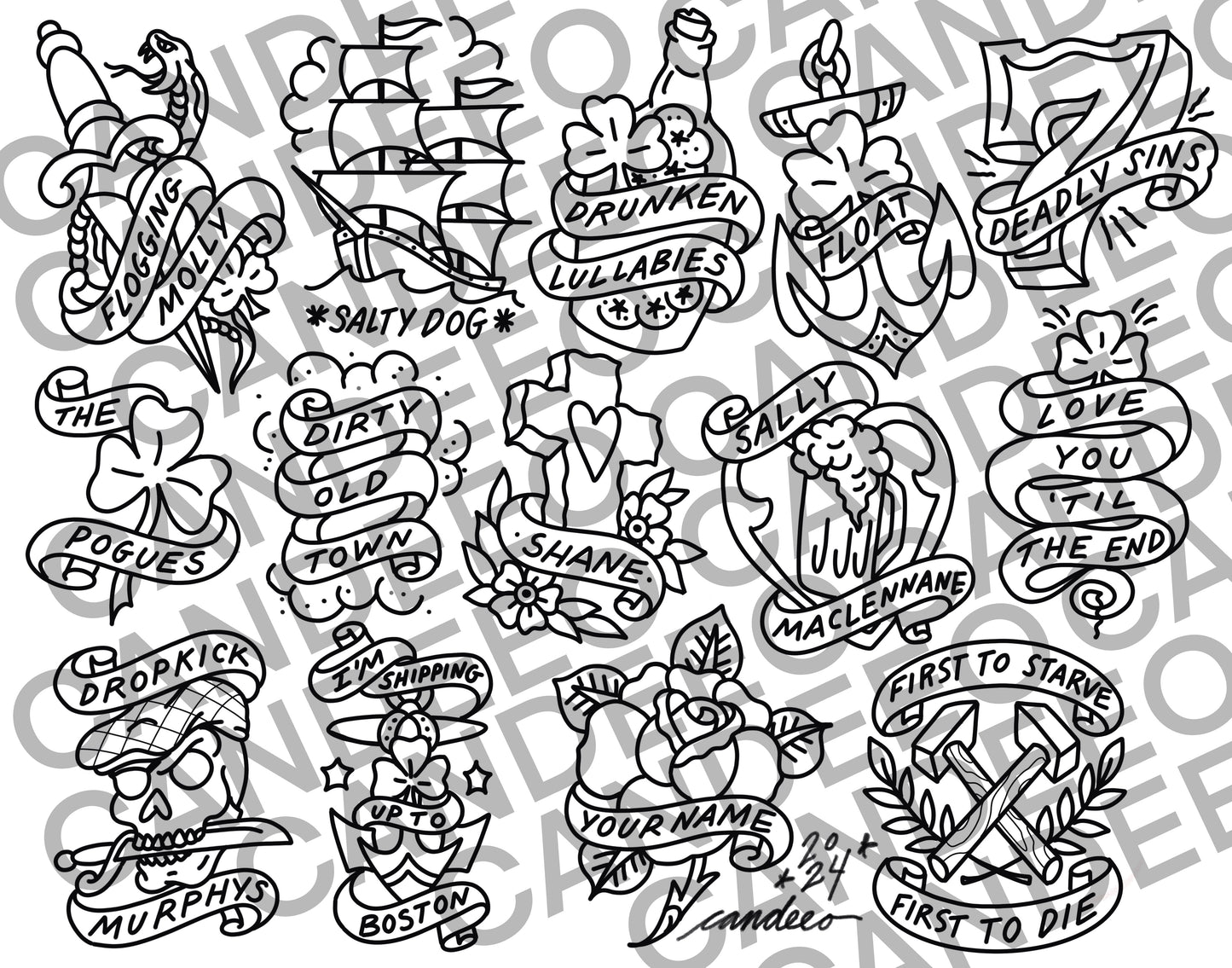 Irish Punk Band Tattoo Flash - Digital Download