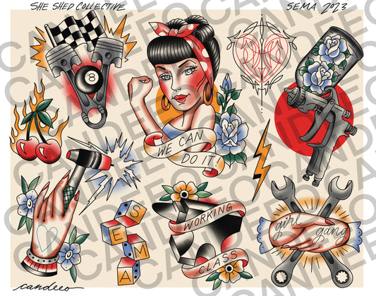 She Shed Collective - Tattoo Flash from SEMA 2023