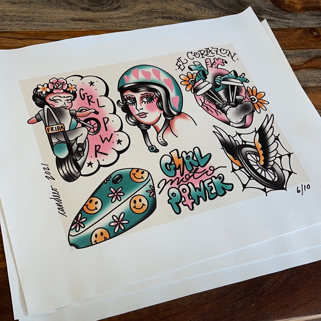 Girl Moto Power Canvas Prints