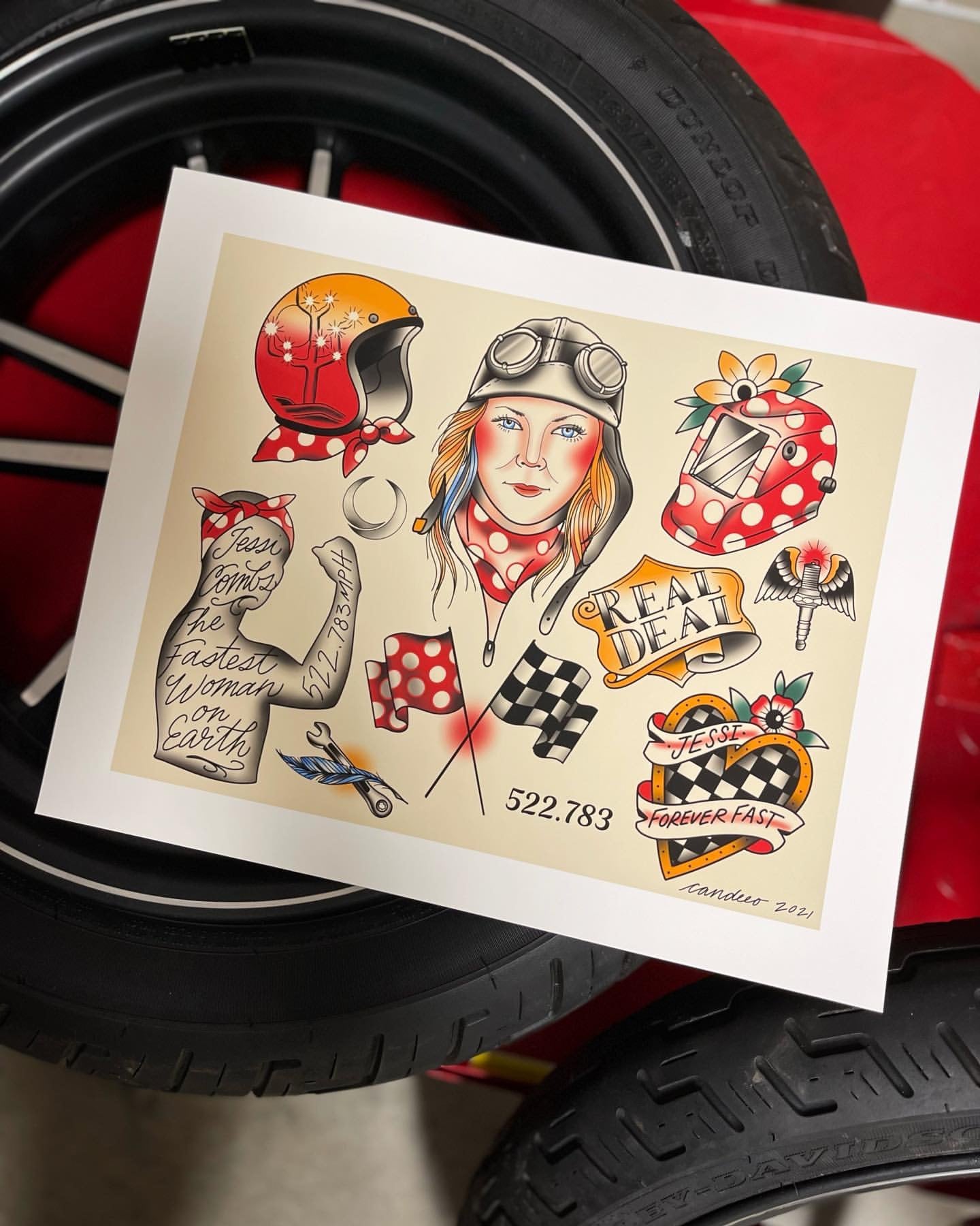 Jessi Combs Tribute Tattoo Flash