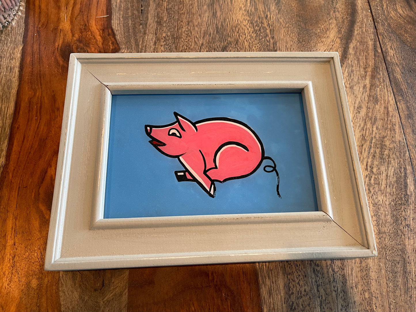 “Oinker” Reverse Glass Painting