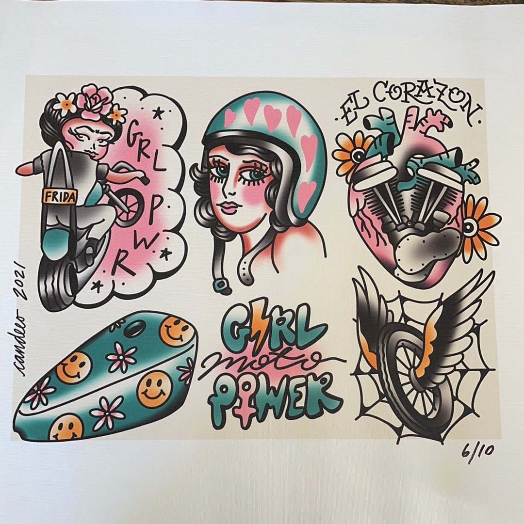 Girl Moto Power Canvas Prints